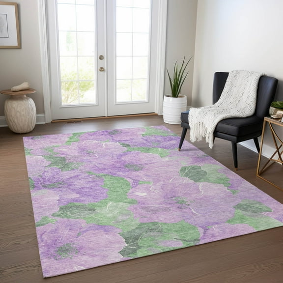 Addison Rugs Chantille Indoor/Outdoor Transitional Floral Lavender Washable Rectangle Rug, 10' x 14'