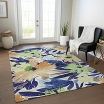 Addison Rugs Chantille Indoor/Outdoor Transitional Floral Navy Washable Rectangle Rug, 10' x 14'