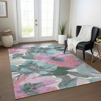 Addison Rugs Chantille Indoor/Outdoor Transitional Floral Teal Washable Rectangle Rug, 10' x 14'