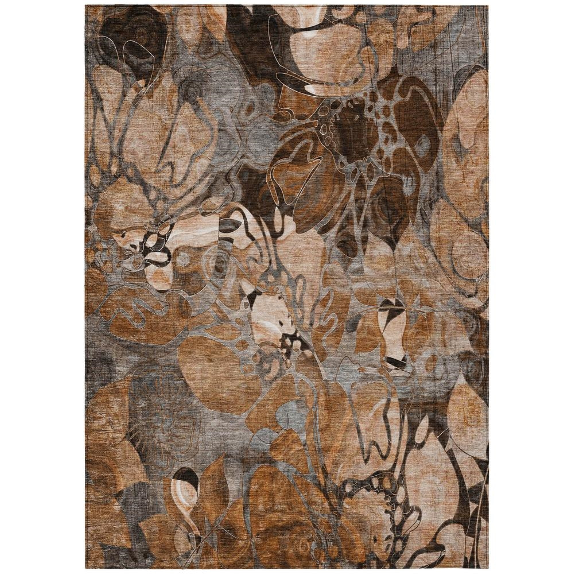 Addison Rugs Machine Washable Indoor/ Outdoor Modern Floral Chantille Rug 3' x 5' - Paprika