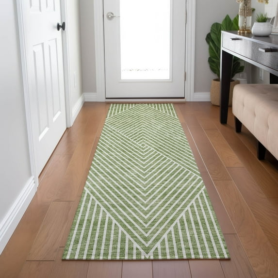 Addison Rugs Chantille Indoor/Outdoor Transitional Geometric, Abstract Aloe Washable Runner Rug, 2'3" x 7'6"