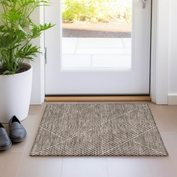 Addison Rugs Chantille Indoor/Outdoor Transitional Geometric, Abstract Brown Washable Rectangle Rug, 1'8" x 2'6"