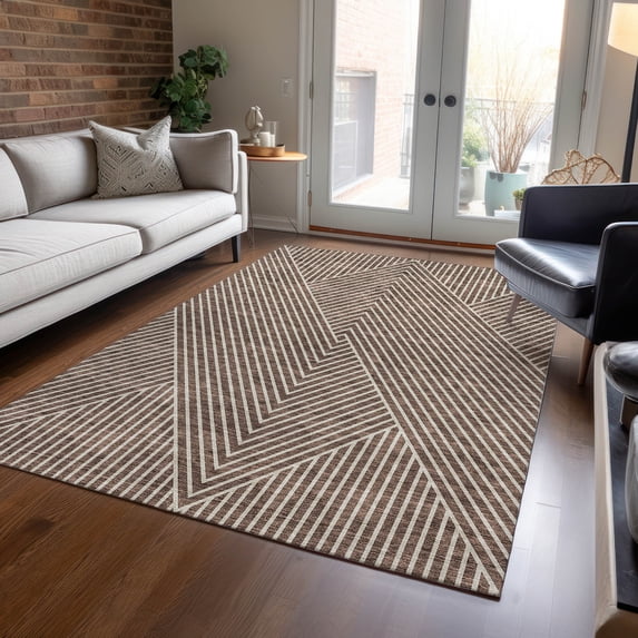 Addison Rugs Chantille Indoor/Outdoor Transitional Geometric, Abstract Brown Washable Rectangle Rug, 3' x 5'