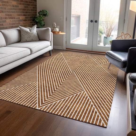 Addison Rugs Chantille Indoor/Outdoor Transitional Geometric, Abstract Terracotta Washable Rectangle Rug, 3' x 5'