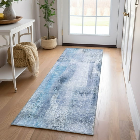 Addison Rugs Chantille Indoor/Outdoor Transitional Casual Blue Washable Runner Rug, 2'3" x 7'6"