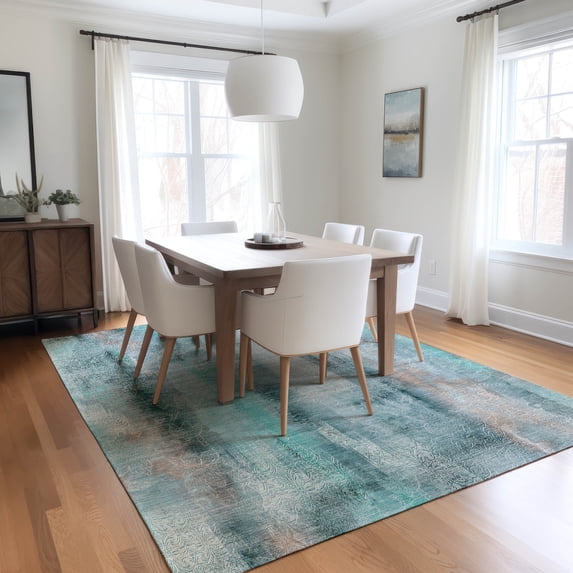 Addison Rugs Chantille Indoor/Outdoor Transitional Casual Teal Washable Rectangle Rug, 10' x 14'