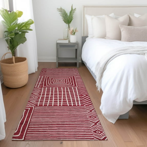 Addison Rugs Chantille Indoor/Outdoor Transitional Geometric Garnet Washable Runner Rug, 2'3" x 7'6"