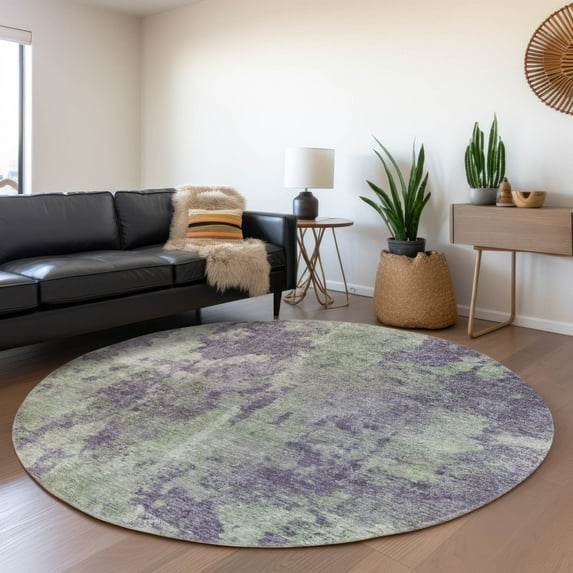 Addison Rugs Chantille Indoor/Outdoor Transitional Modern Purple Washable Round Rug, 8' x 8'