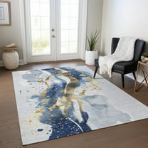 Addison Rugs Chantille Indoor/Outdoor Transitional Abstract Blue Washable Rectangle Rug, 10' x 14'