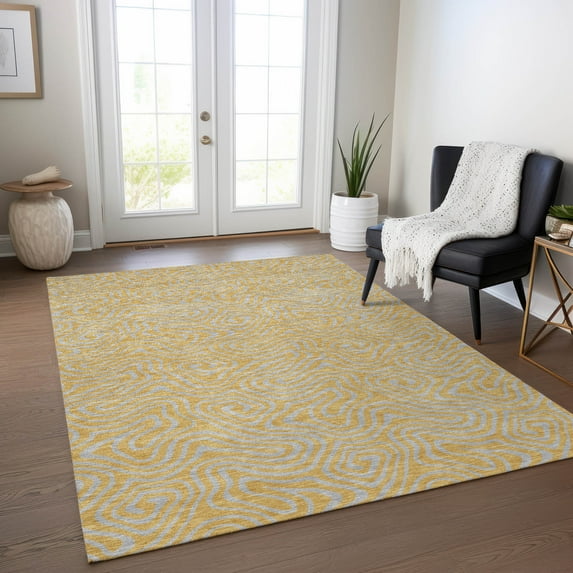 Addison Rugs Chantille Indoor/Outdoor Transitional Swirls Gold Washable Rectangle Rug, 8' x 10'