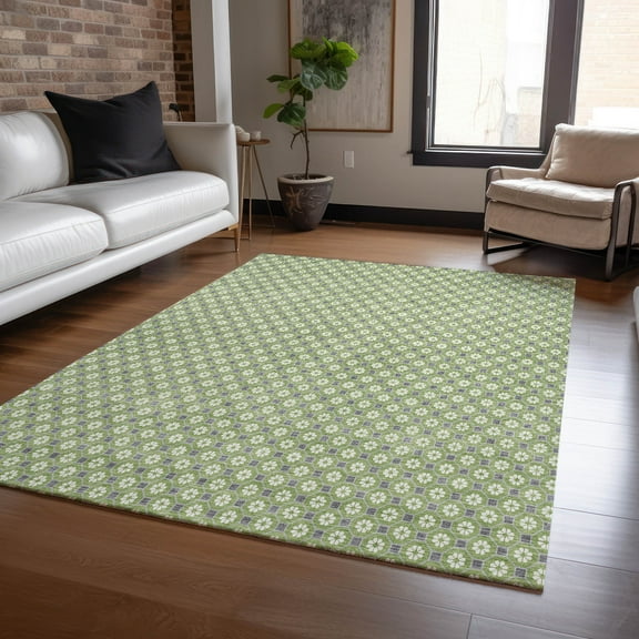 Addison Rugs Chantille Indoor/Outdoor Transitional Geometric, Abstract Green Washable Rectangle Rug, 10' x 14'