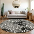 thumbnail image 1 of Addison Rugs Chantille Indoor/Outdoor Contemporary Art Deco Black Washable Round Rug, 8' x 8', 1 of 6