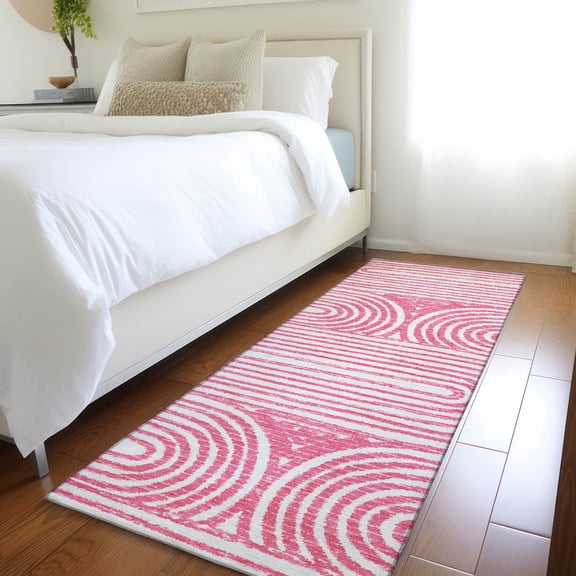 Addison Rugs Chantille Indoor/Outdoor Contemporary Art Deco Blush Washable Runner Rug, 2'3" x 7'6"