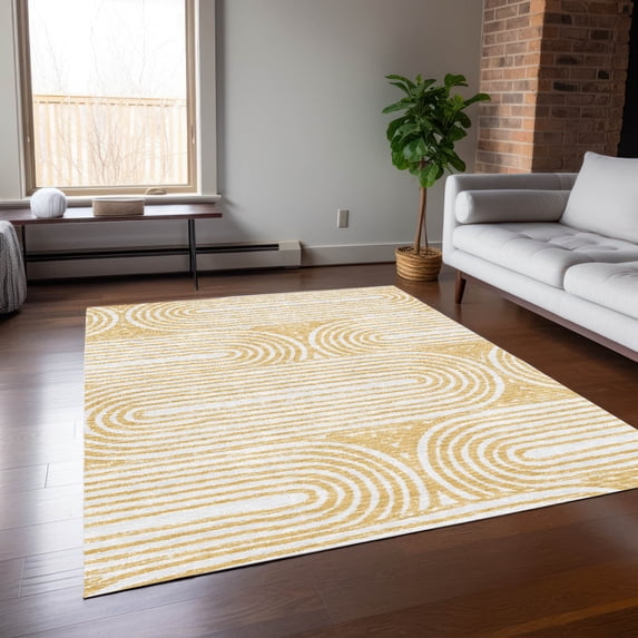 Addison Rugs Chantille Indoor/Outdoor Contemporary Art Deco Gold Washable Rectangle Rug, 8' x 10'