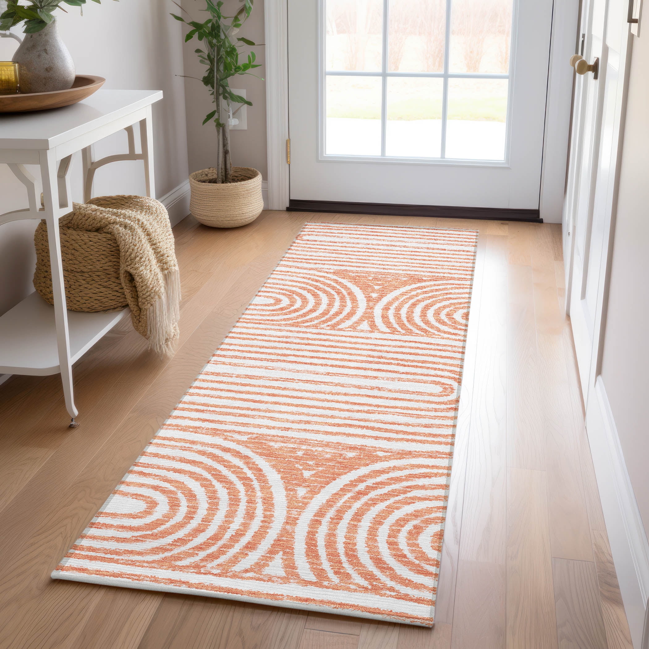 Addison Rugs Chantille Indoor/Outdoor Contemporary Art Deco Salmon ...