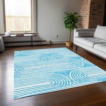 Addison Rugs Chantille Indoor/Outdoor Contemporary Art Deco Teal Washable Rectangle Rug, 10' x 14'
