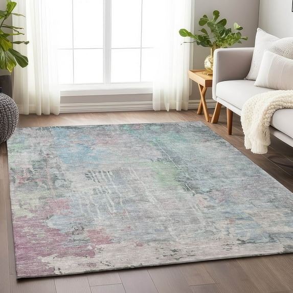 Addison Rugs Chantille Indoor/Outdoor Transitional Abstract Blue Washable Rectangle Rug, 8' x 10'