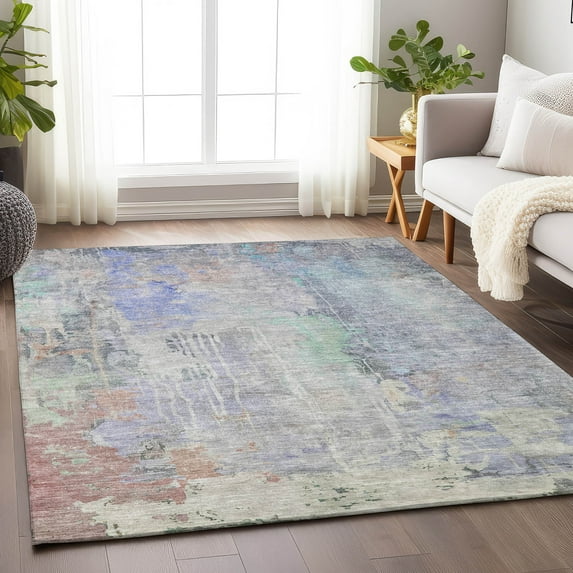 Addison Rugs Chantille Indoor/Outdoor Transitional Abstract Purple Washable Rectangle Rug, 9' x 12'