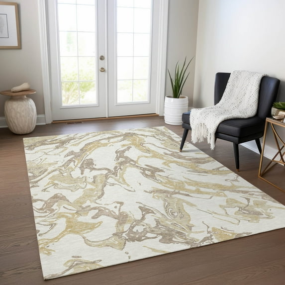 Addison Rugs Chantille Indoor/Outdoor Transitional Abstract Ivory Washable Rectangle Rug, 10' x 14'
