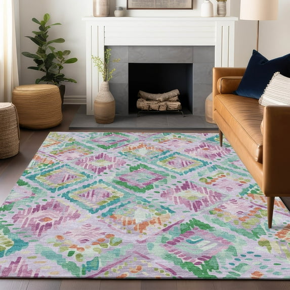 Addison Rugs Chantille Indoor/Outdoor Transitional Diamonds Lavender Washable Rectangle Rug, 5' x 7'6"