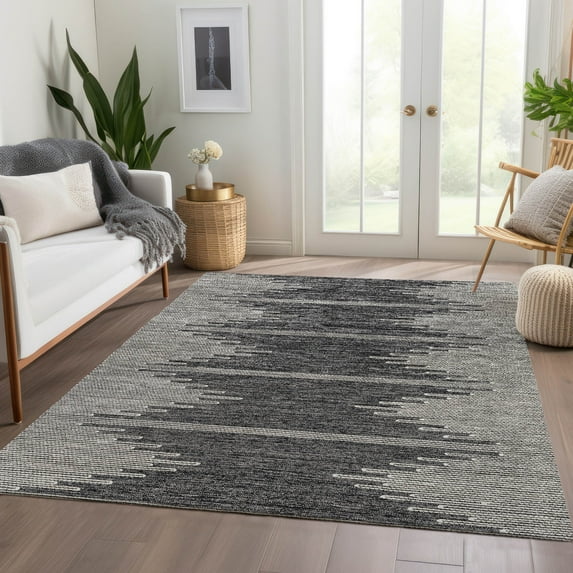 Addison Rugs Chantille Indoor/Outdoor Transitional Modern Charcoal Washable Rectangle Rug, 9' x 12'