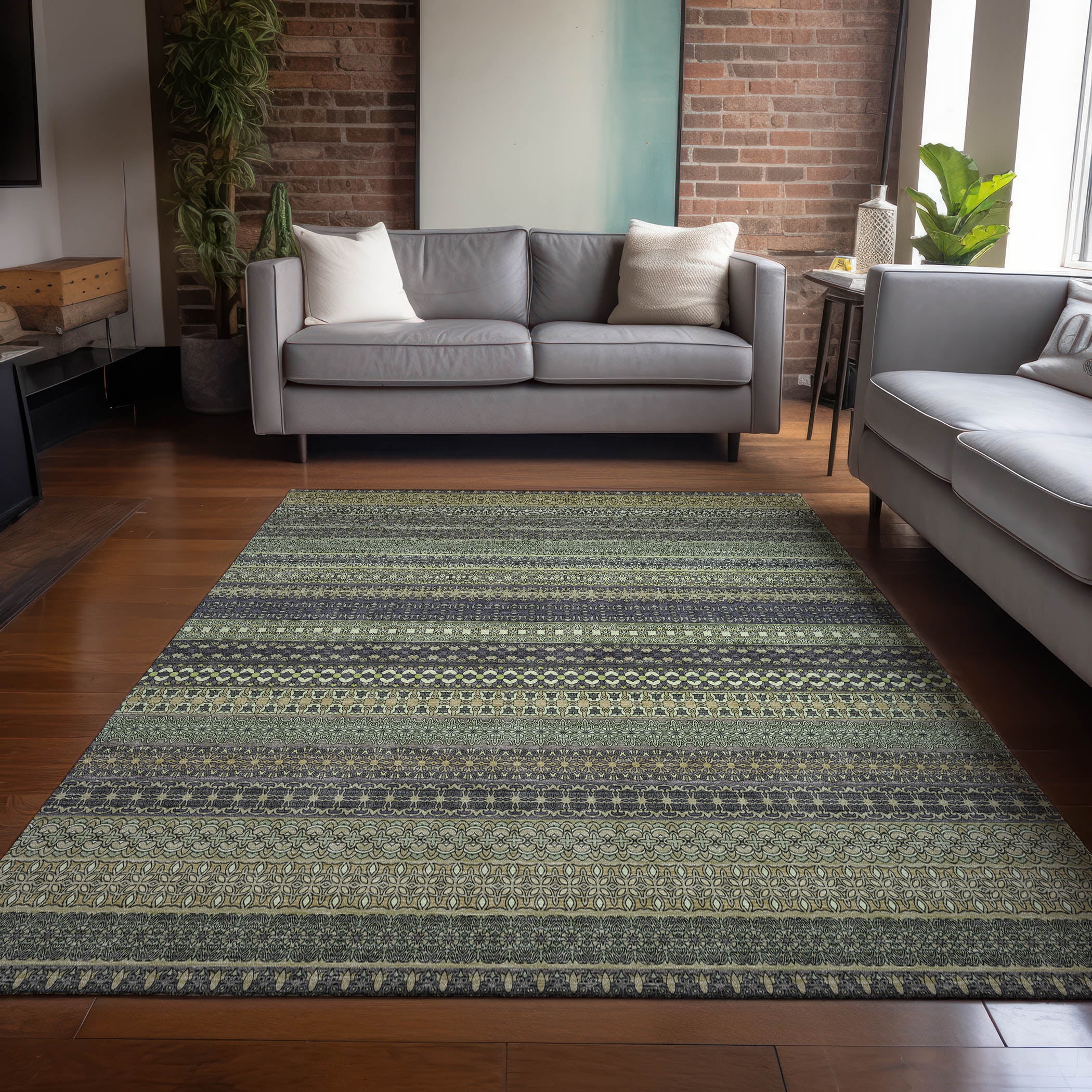 Addison Rugs Chantille Indoor/Outdoor Transitional Stripes Sage ...