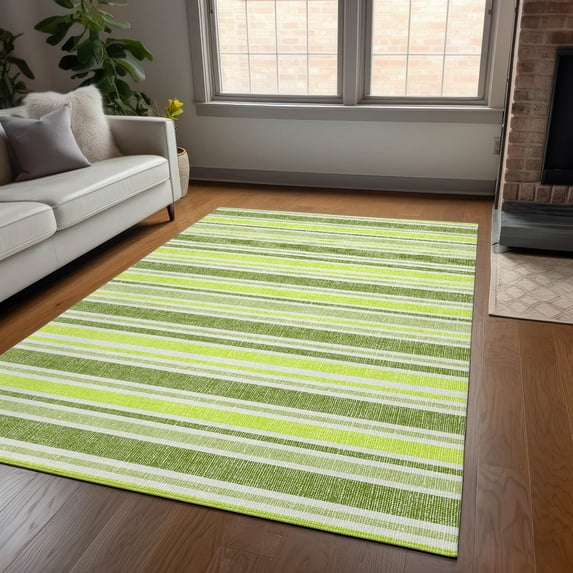 Addison Rugs Chantille Indoor/Outdoor Transitional Stripes Fern Washable Rectangle Rug, 8' x 10'