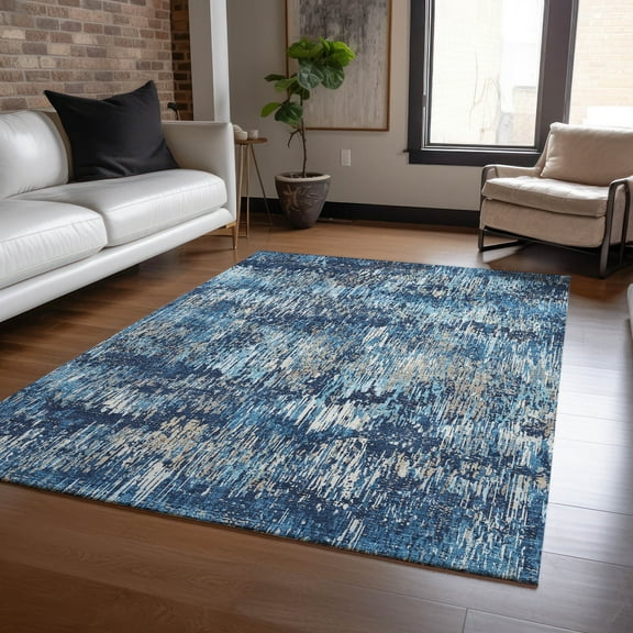 Addison Rugs Chantille Indoor/Outdoor Transitional Stripes Navy Washable Rectangle Rug, 10' x 14'