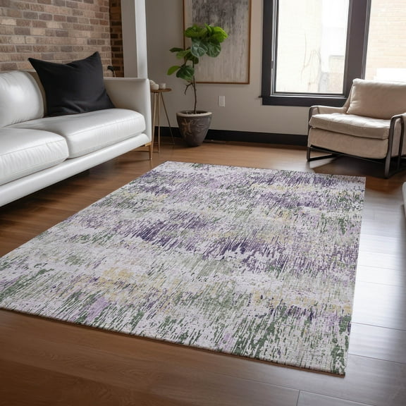 Addison Rugs Chantille Indoor/Outdoor Transitional Stripes Lavender Washable Rectangle Rug, 5' x 7'6"