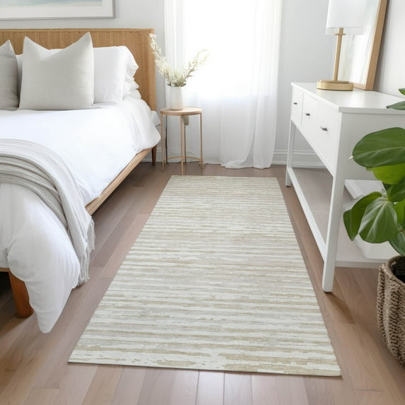 Addison Rugs Chantille Indoor/Outdoor Transitional Stripes Ivory Washable Runner Rug, 2'3" x 7'6"