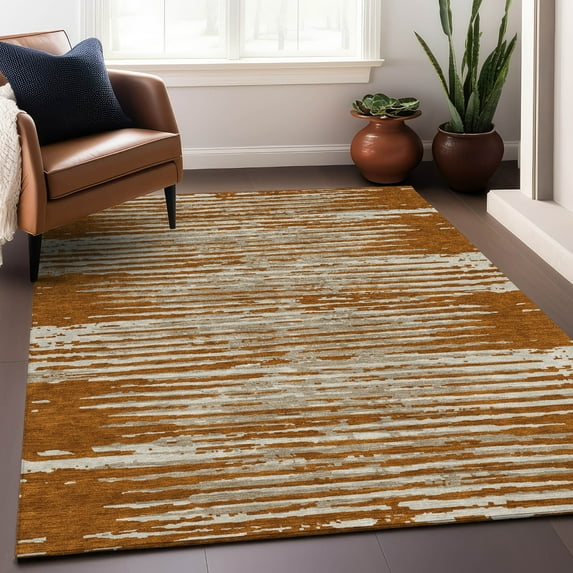Addison Rugs Chantille Indoor/Outdoor Transitional Stripes Paprika Washable Rectangle Rug, 8' x 10'