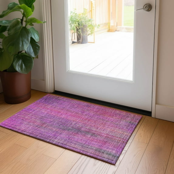 Addison Rugs Chantille Indoor/Outdoor Transitional Striped Lilac Washable Rectangle Rug, 1'8" x 2'6"
