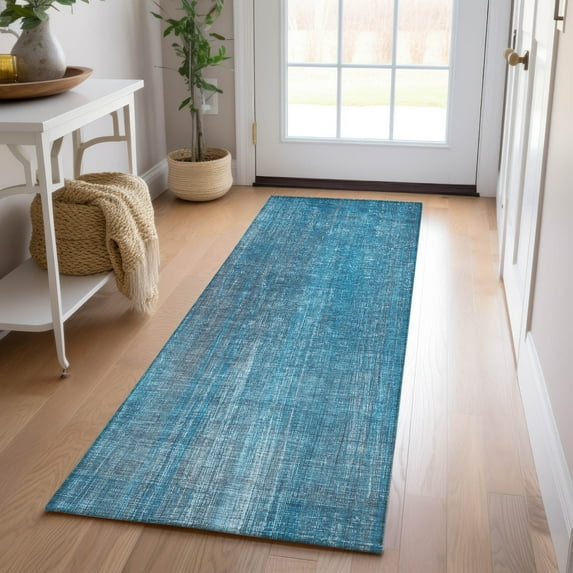 Addison Rugs Chantille Indoor/Outdoor Transitional Striped Blue Washable Runner Rug, 2'3" x 7'6"