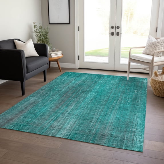 Addison Rugs Chantille Indoor/Outdoor Transitional Striped Teal Washable Rectangle Rug, 2'6" x 3'10"