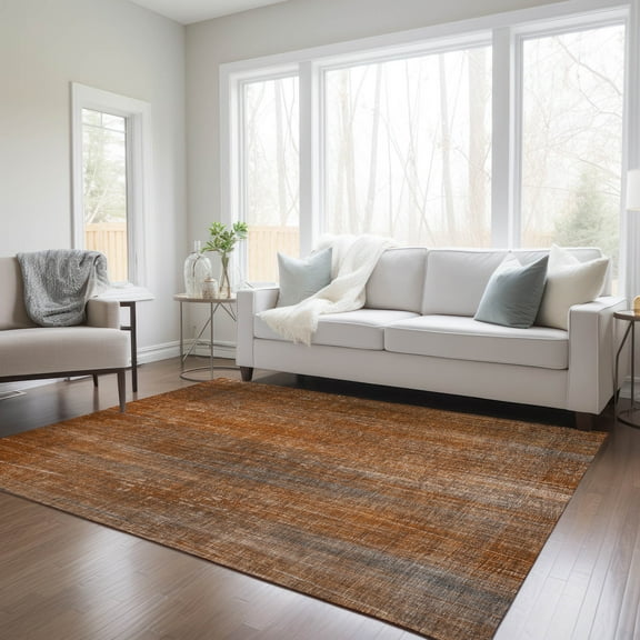 Addison Rugs Chantille Indoor/Outdoor Transitional Striped Paprika Washable Rectangle Rug, 5' x 7'6"