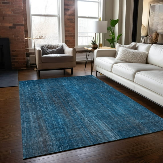 Addison Rugs Chantille Indoor/Outdoor Transitional Striped Blue Washable Rectangle Rug, 9' x 12'