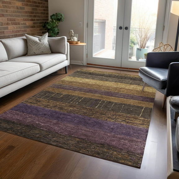 Addison Rugs Chantille Indoor/Outdoor Transitional Stripes Brown Washable Rectangle Rug, 10' x 14'