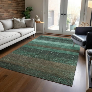 Addison Rugs Chantille Indoor/Outdoor Transitional Stripes Teal Washable Rectangle Rug, 10' x 14'