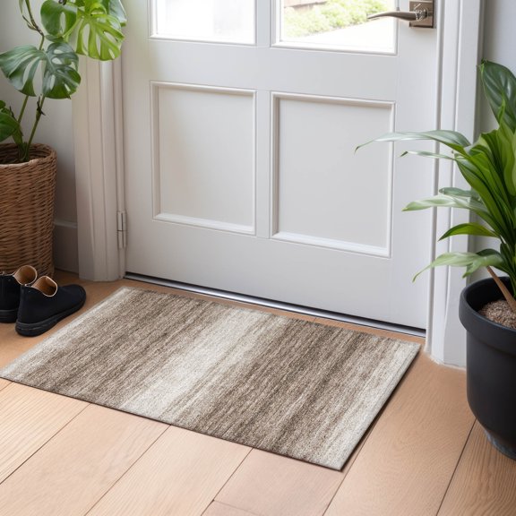 Addison Rugs Chantille Indoor/Outdoor Transitional Stripes Brown Washable Rectangle Rug, 1'8" x 2'6"