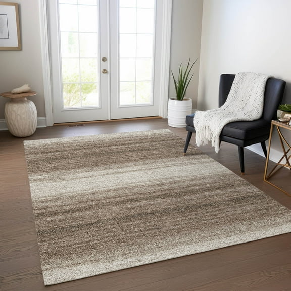 Addison Rugs Chantille Indoor/Outdoor Transitional Stripes Brown Washable Rectangle Rug, 3' x 5'