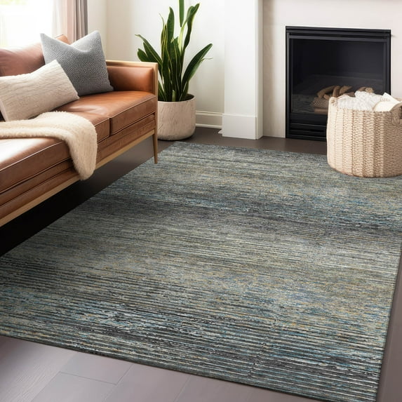 Addison Rugs Chantille Indoor/Outdoor Transitional Stripes Granite Washable Rectangle Rug, 8' x 10'