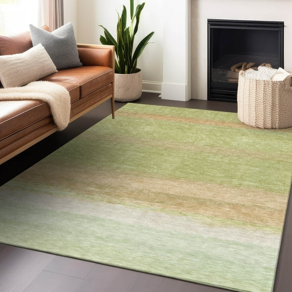 Addison Rugs Chantille Indoor/Outdoor Transitional Stripes Aloe Washable Rectangle Rug, 10' x 14'