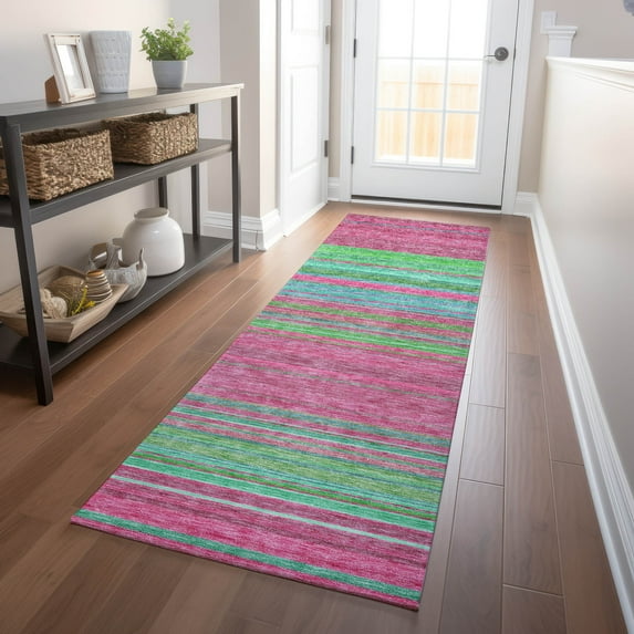 Addison Rugs Chantille Indoor/Outdoor Transitional Geometric, Abstract Blush Washable Runner Rug, 2'3" x 7'6"