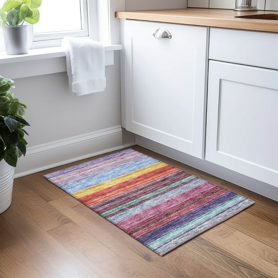 Addison Rugs Chantille Indoor/Outdoor Transitional Geometric, Abstract Lavender Washable Rectangle Rug, 1'8" x 2'6"