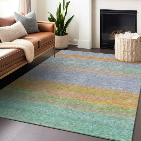 Addison Rugs Chantille Indoor/Outdoor Transitional Stripes Lavender Washable Rectangle Rug, 10' x 14'