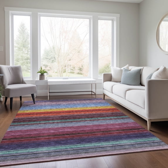 Addison Rugs Chantille Indoor/Outdoor Transitional Geometric, Abstract Lavender Washable Rectangle Rug, 8' x 10'