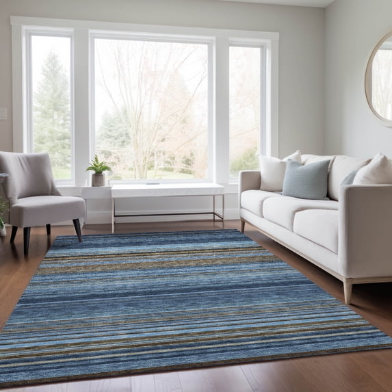 Addison Rugs Chantille Indoor/Outdoor Transitional Geometric, Abstract Navy Washable Rectangle Rug, 10' x 14'