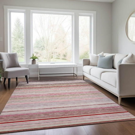 Addison Rugs Chantille Indoor/Outdoor Transitional Geometric, Abstract Pink Washable Rectangle Rug, 5' x 7'6"