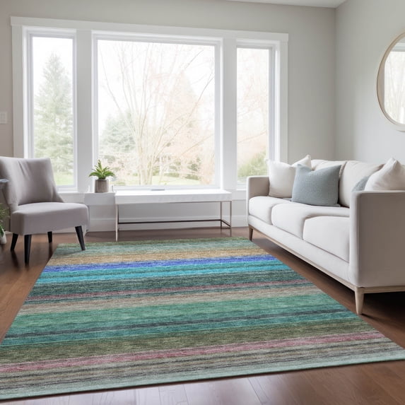 Addison Rugs Chantille Indoor/Outdoor Transitional Geometric, Abstract Sage Washable Rectangle Rug, 10' x 14'
