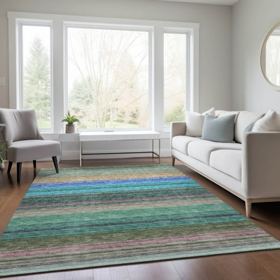Addison Rugs Chantille Indoor/Outdoor Transitional Geometric, Abstract Sage Washable Rectangle Rug, 3' x 5'